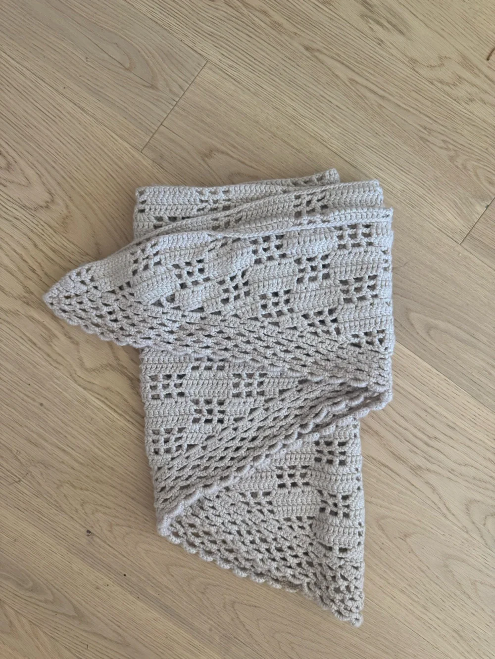 Misha And Puff Crochet Throw - Cream